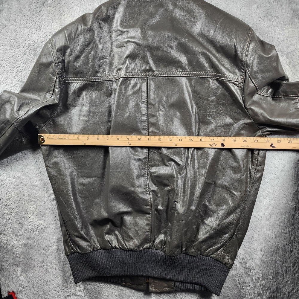 VINTAGE‎ Jean Pierre Leather Bomber Jacket Mens 42 Long Gray Made Argentina 60s - Picture 14 of 16